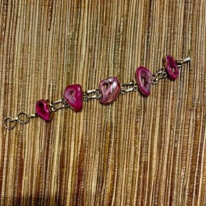 Pink Druzy Quartz bracelet set in sterling silver.